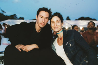 Actors Keanu Reeves (left) and Carrie Ann Moss at the Tropfest film festival in Sydney. Picture: Supplied